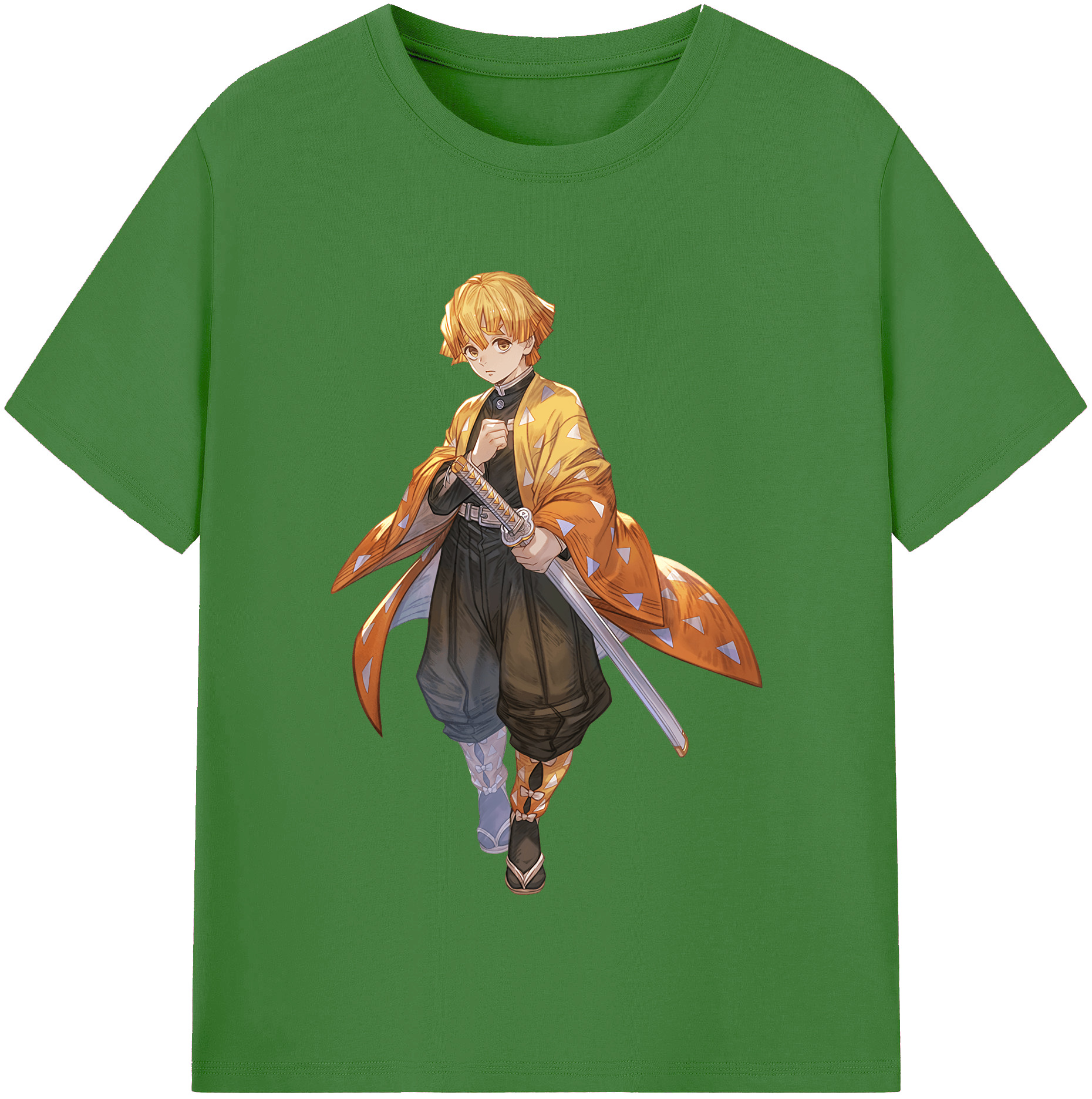 （画像用） 鬼滅の刃（きめつのやいば）我妻 善逸／あがつま ぜんいつ Agatsuma Zenitsu レディースカジュアルプリントTシャツ（綿100％）